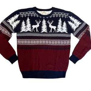 Daisy Boutique Men Medium Reindeer Holiday Faire Isle pull-on  sweater